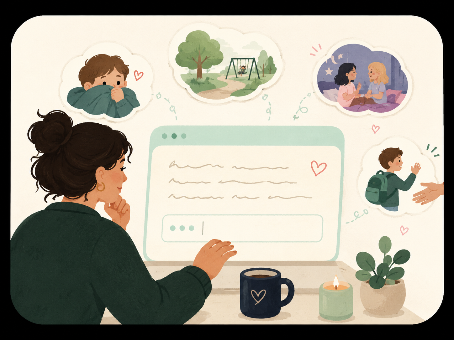 Parent privately writing a family playdate note
